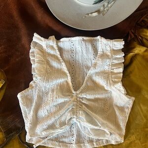 Western Eyelet Ruffle Crop Top